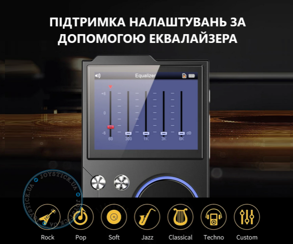 MP3-плеєр Hi-Fi AUDIO FM радіо Bluetooth DSD256 - підтримка Еквалайзера Line-Out та Диктофону пам'ять до 256 ГБ - Колір Металік-Темний